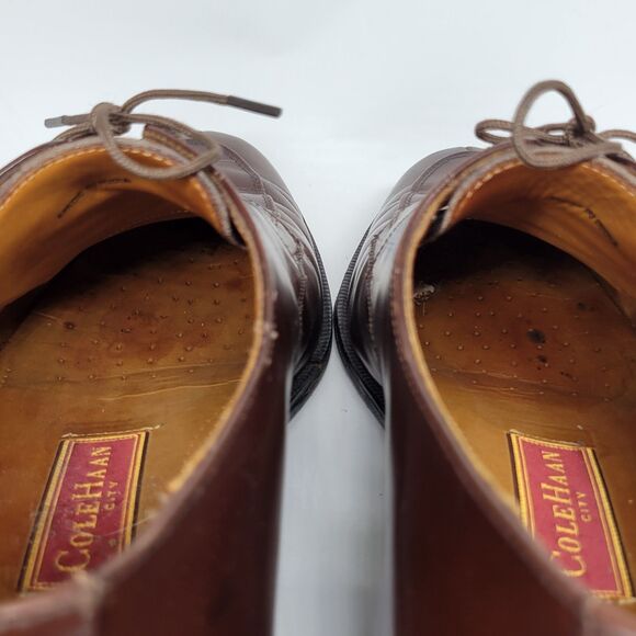 Cole Haan "Calhoun" Mens Brown Leather Split Toe Derbys Size US 12 D Made India - Picture 11 of 16